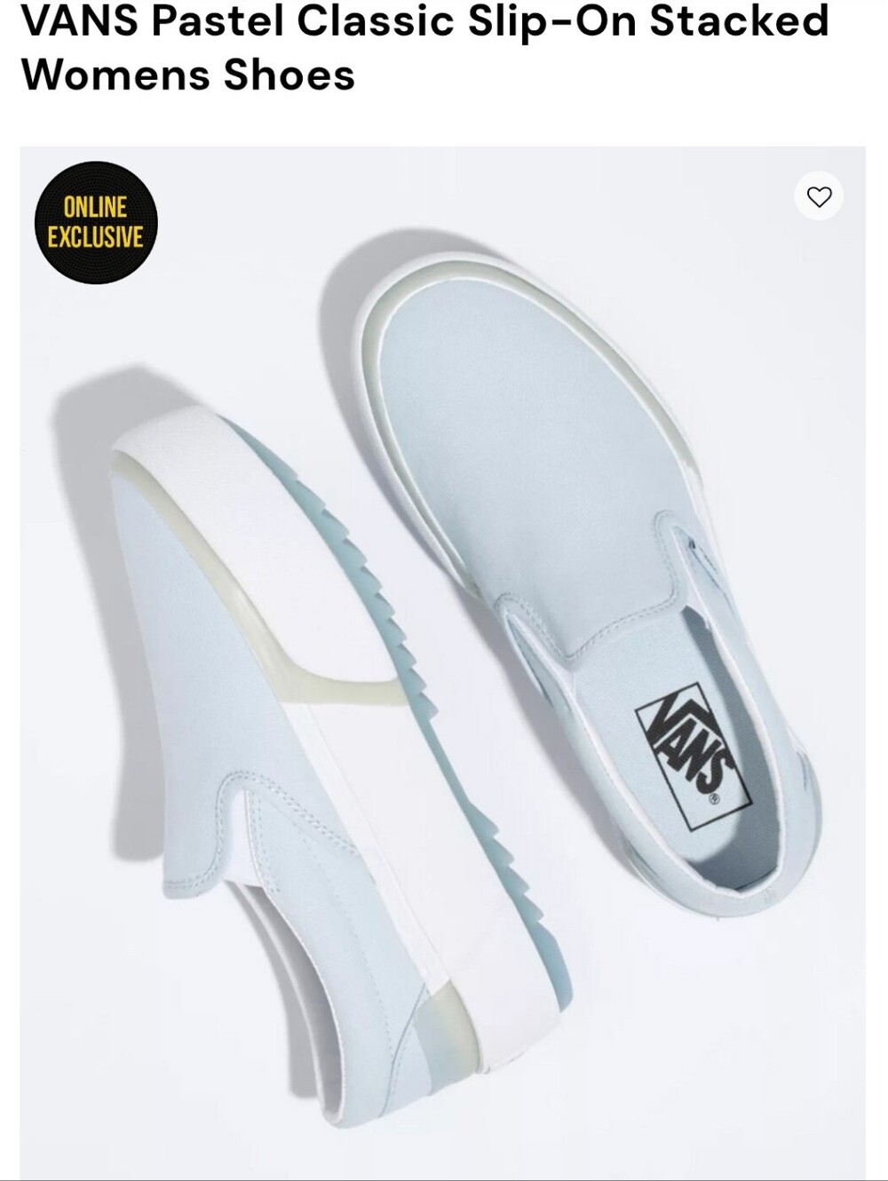 Vans Pastel Light Blue Classic Slip-On Stacked Womans 10.5 Nwot